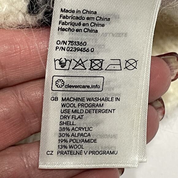 L.O.G.G. H&M Alpaca Fair Isle Sweater Women’s S Ivory Pink Fuzzy Cozy Wool Blend - Picture 6 of 7